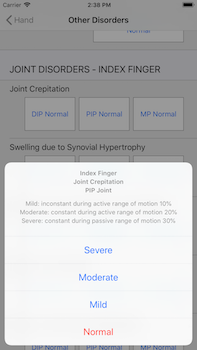 other severity selection screen shot